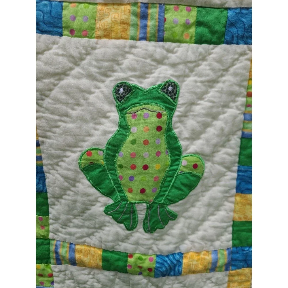 Freddie Frog Baby Quilt Donna Sharp Applique Bright Green Soft